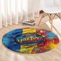 Romania Freedom Round Carpet Flag Day June 26 - Raised Fist - Graffiti Style
