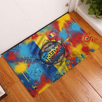 Romania Freedom Rubber Doormat Flag Day June 26 - Raised Fist - Graffiti Style