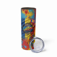Romania Freedom Skinny Tumbler Flag Day June 26 - Raised Fist - Graffiti Style