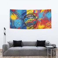 Romania Freedom Tapestry Flag Day June 26 - Raised Fist - Graffiti Style