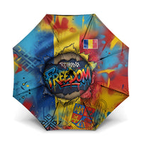 Romania Freedom Umbrella Flag Day June 26 - Raised Fist - Graffiti Style