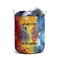 Romania We Are Free Eagle Laundry Basket Romanian Flag Broken Chains - Watercolor Style