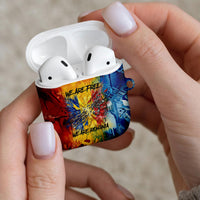 Romania We Are Free Eagle AirPods Case Romanian Flag Broken Chains - Watercolor Style