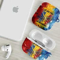 Romania We Are Free Eagle AirPods Case Romanian Flag Broken Chains - Watercolor Style