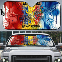 Romania We Are Free Eagle Auto Sun Shade Romanian Flag Broken Chains - Watercolor Style