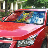 Romania We Are Free Eagle Auto Sun Shade Romanian Flag Broken Chains - Watercolor Style