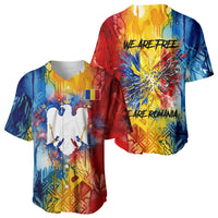 Romania We Are Free Eagle Baseball Jersey Romanian Flag Broken Chains - Watercolor Style