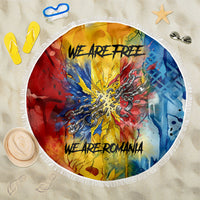 Romania We Are Free Eagle Beach Blanket Romanian Flag Broken Chains - Watercolor Style