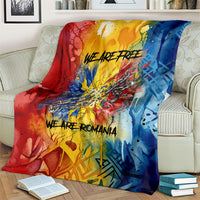 Romania We Are Free Eagle Blanket Romanian Flag Broken Chains - Watercolor Style