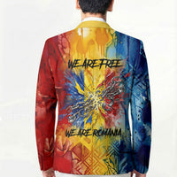 Romania We Are Free Eagle Blazer Romanian Flag Broken Chains - Watercolor Style