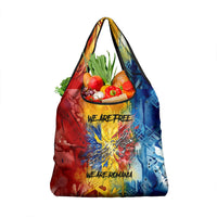 Romania We Are Free Eagle Grocery Bag Romanian Flag Broken Chains - Watercolor Style