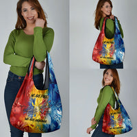 Romania We Are Free Eagle Grocery Bag Romanian Flag Broken Chains - Watercolor Style