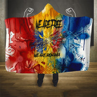 Romania We Are Free Eagle Hooded Blanket Romanian Flag Broken Chains - Watercolor Style