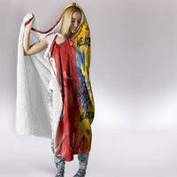 Romania We Are Free Eagle Hooded Blanket Romanian Flag Broken Chains - Watercolor Style