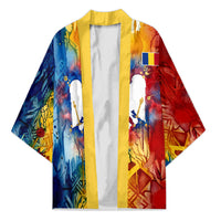 Romania We Are Free Eagle Kimono Romanian Flag Broken Chains - Watercolor Style