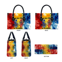 Romania We Are Free Eagle Leather Bag Romanian Flag Broken Chains - Watercolor Style