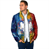 Romania We Are Free Eagle Padded Jacket Romanian Flag Broken Chains - Watercolor Style