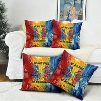 Romania We Are Free Eagle Pillow Cover Romanian Flag Broken Chains - Watercolor Style