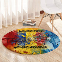 Romania We Are Free Eagle Round Carpet Romanian Flag Broken Chains - Watercolor Style