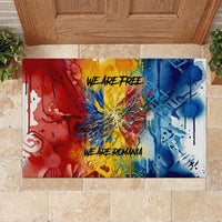 Romania We Are Free Eagle Rubber Doormat Romanian Flag Broken Chains - Watercolor Style