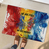 Romania We Are Free Eagle Rubber Doormat Romanian Flag Broken Chains - Watercolor Style