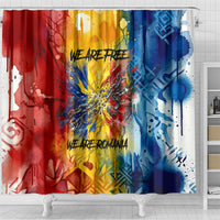 Romania We Are Free Eagle Shower Curtain Romanian Flag Broken Chains - Watercolor Style