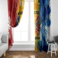 Romania We Are Free Eagle Window Curtain Romanian Flag Broken Chains - Watercolor Style