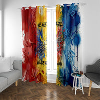 Romania We Are Free Eagle Window Curtain Romanian Flag Broken Chains - Watercolor Style