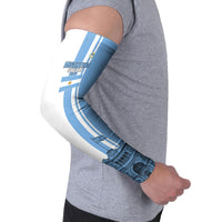 Personalized Argentina Flag Day Arm Sleeves Sun Of May Patriotic Blue Gradient Sketch