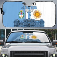 Personalized Argentina Flag Day Auto Sun Shade Sun Of May Patriotic Blue Gradient Sketch