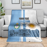 Personalized Argentina Flag Day Blanket Sun Of May Patriotic Blue Gradient Sketch