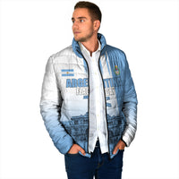 Personalized Argentina Flag Day Padded Jacket Sun Of May Patriotic Blue Gradient Sketch