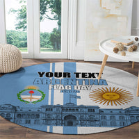Personalized Argentina Flag Day Round Carpet Sun Of May Patriotic Blue Gradient Sketch