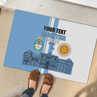 Personalized Argentina Flag Day Rubber Doormat Sun Of May Patriotic Blue Gradient Sketch
