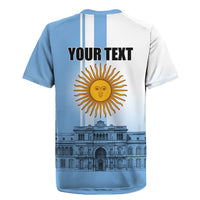 Personalized Argentina Flag Day Rugby Jersey Sun Of May Patriotic Blue Gradient Sketch