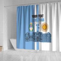 Personalized Argentina Flag Day Shower Curtain Sun Of May Patriotic Blue Gradient Sketch