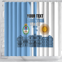 Personalized Argentina Flag Day Shower Curtain Sun Of May Patriotic Blue Gradient Sketch