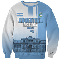 Personalized Argentina Flag Day Sweatshirt Sun Of May Patriotic Blue Gradient Sketch