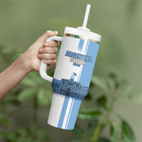 Personalized Argentina Flag Day Tumbler With Handle Sun Of May Patriotic Blue Gradient Sketch
