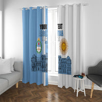 Personalized Argentina Flag Day Window Curtain Sun Of May Patriotic Blue Gradient Sketch