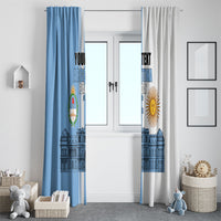 Personalized Argentina Flag Day Window Curtain Sun Of May Patriotic Blue Gradient Sketch