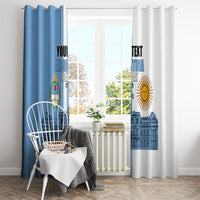 Personalized Argentina Flag Day Window Curtain Sun Of May Patriotic Blue Gradient Sketch