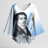 Custom Argentina Manuel Belgrano Kimono Sleeve Blouse Flag Day - Patriotic Sun of May