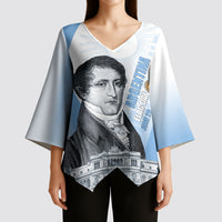 Custom Argentina Manuel Belgrano Kimono Sleeve Blouse Flag Day - Patriotic Sun of May