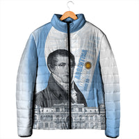 Custom Argentina Manuel Belgrano Padded Jacket Flag Day - Patriotic Sun of May
