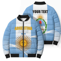 Personalized Argentina Flag Day Bomber Puffer Jacket Sun Of May Sol De Mayo - National Emblem Patriotism