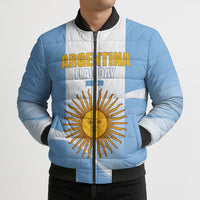 Personalized Argentina Flag Day Bomber Puffer Jacket Sun Of May Sol De Mayo - National Emblem Patriotism