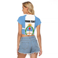 Personalized Argentina Flag Day Raglan Cropped T Shirt Sun Of May Sol De Mayo - National Emblem Patriotism