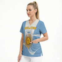 Personalized Argentina Flag Day Scrub Top Sun Of May Sol De Mayo - National Emblem Patriotism