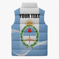 Personalized Argentina Flag Day Sleeveless Puffer Jacket Sun Of May Sol De Mayo - National Emblem Patriotism